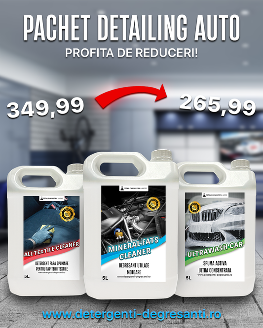 PACHET AUTO DETAILING - Spuma Activa, Degresant Motor, Detergent Textil